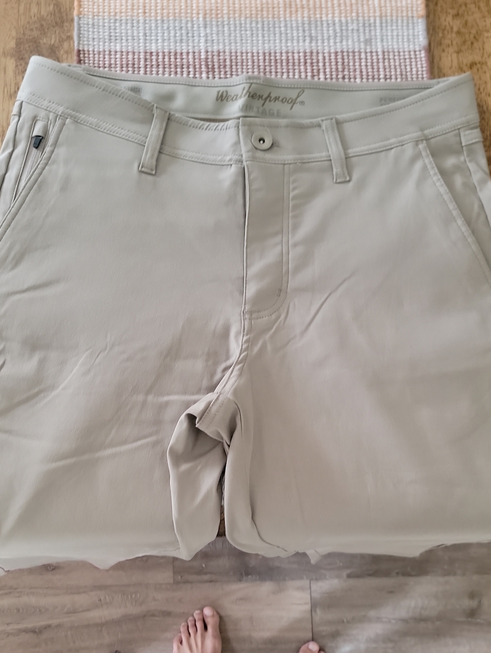 Weatherproof Men's Khaki Flat Front Performance Shorts
